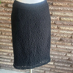 Coldwater Creek Black Lace Pencil Straight Skirt Size 6